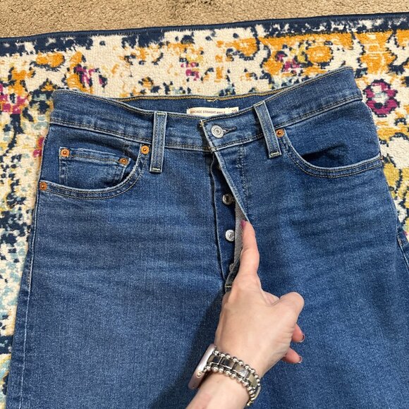 Levis Ribcage Straight Ankle jeans Medium Wash Womens Size 29 Stretch Button Fly - Picture 5 of 8